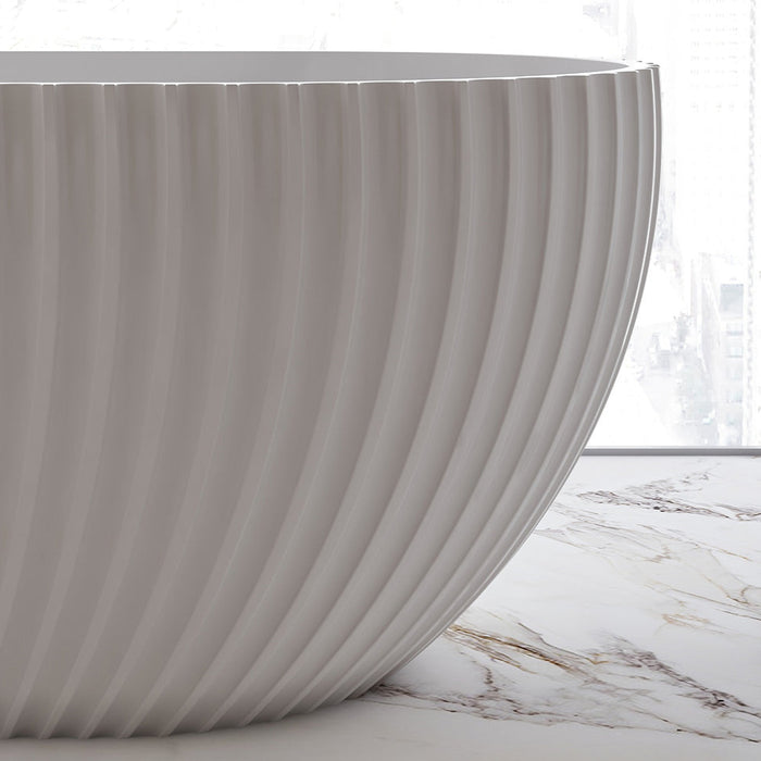Luna Fluted 1500mm Matte White Designer Oval Freestanding Bath - Acqua Bathrooms