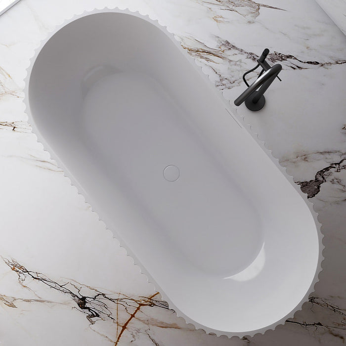 Luna Fluted 1500mm Matte White Designer Oval Freestanding Bath - Acqua Bathrooms