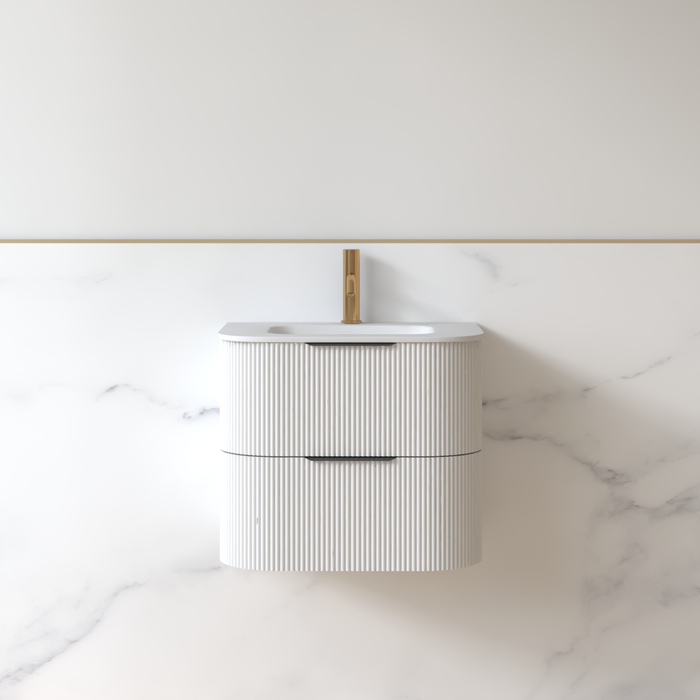 Lunara 600 Curved Matte White Fluted Wall Hung Vanity