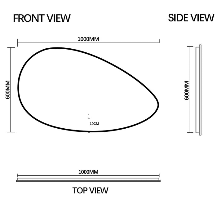 Lunara Touchless 1000 x 600 Asymmetrical LED Mirror - Three Light Temperatures