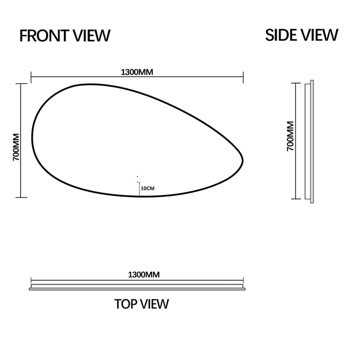 Lunara Touchless 1300 x 700 Asymmetrical LED Mirror - Three Light Temperatures