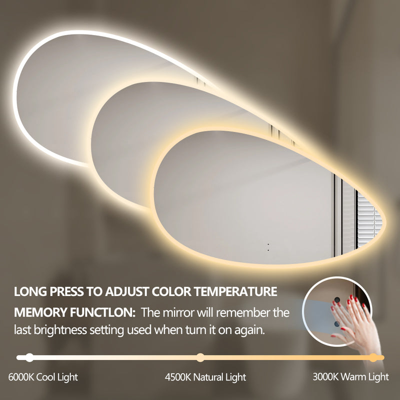 Lunara Touchless 1000 x 600 Asymmetrical LED Mirror - Three Light Temperatures