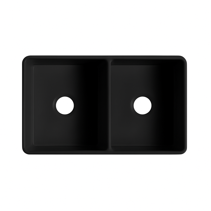 Harrington 835 Matte Black Double Bowl Butler Kitchen Sink - Acqua Bathrooms