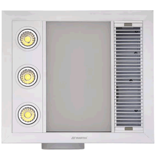 Martec Linear Mini 3-In-1 Bathroom Heater with 3 Heat Lamps, Exhaust Fan and Led Light - MBHM1000W