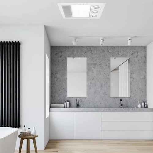 Martec Linear Mini 3-In-1 Bathroom Heater with 3 Heat Lamps, Exhaust Fan and Led Light - MBHM1000W