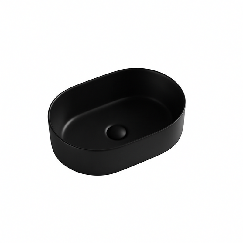 460mm Oval Matte Black Above Counter Basin - Acqua Bathrooms