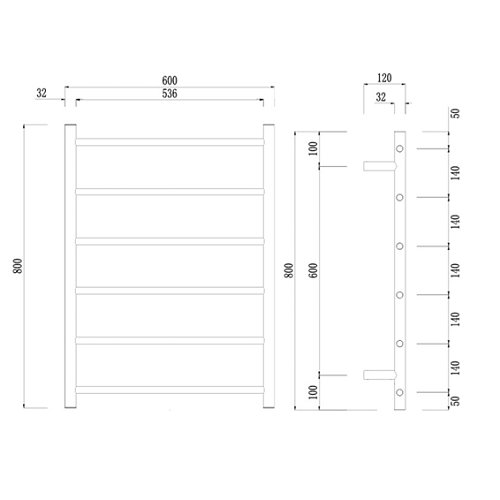 Mirage Star Brushed Bronze 6 Bar Heated Towel Rail - Acqua Bathrooms