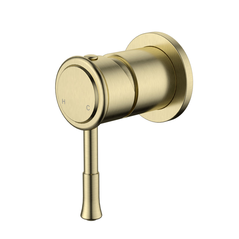 Montpellier Brushed Gold Wall Mixer - Round Back Plate