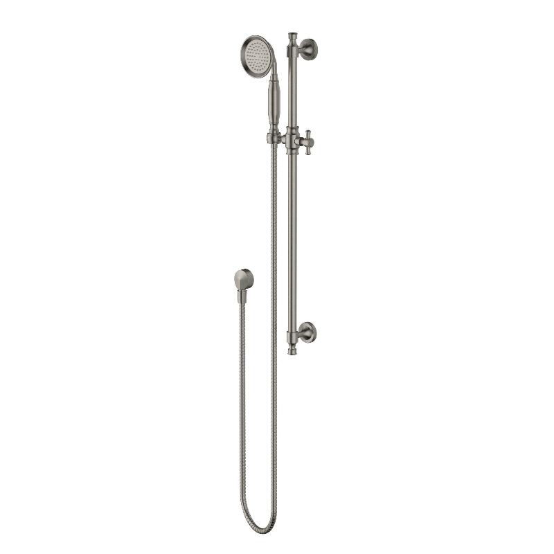 Montpellier Warm Brushed Nickel Traditional Shower Rail Set - Acqua Bathrooms