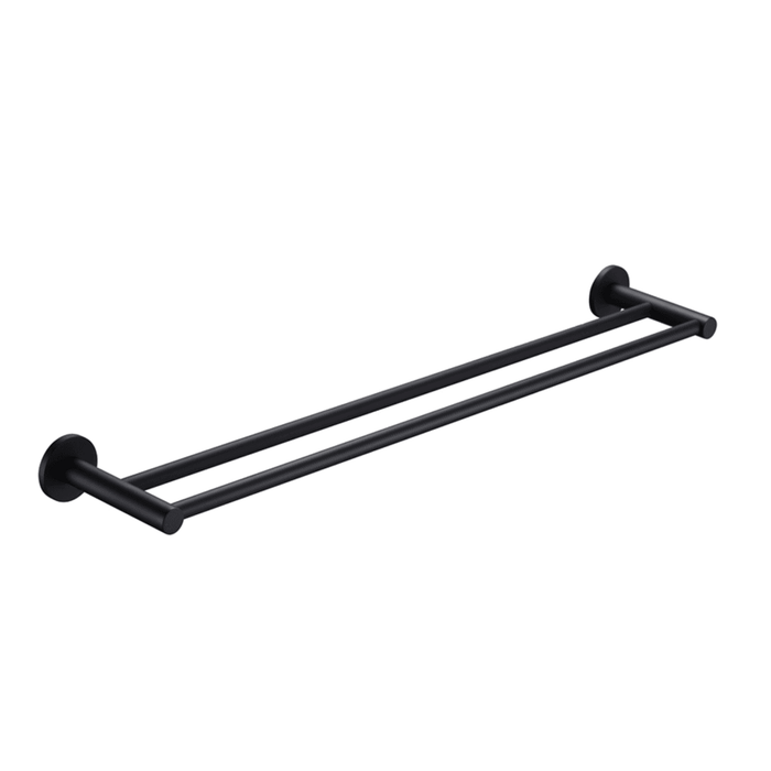 Mica Matte Black Double Towel Rail - 600mm - Acqua Bathrooms