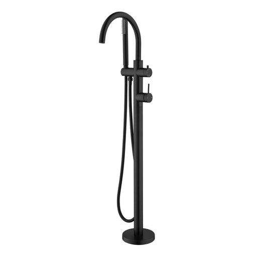 Mica Matte Black Freestanding Bath Mixer with Hand Shower - Acqua Bathrooms