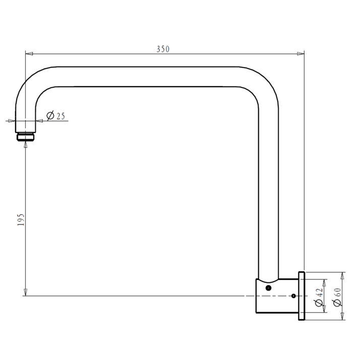 Mica Matte Black Gooseneck Shower Arm - Acqua Bathrooms