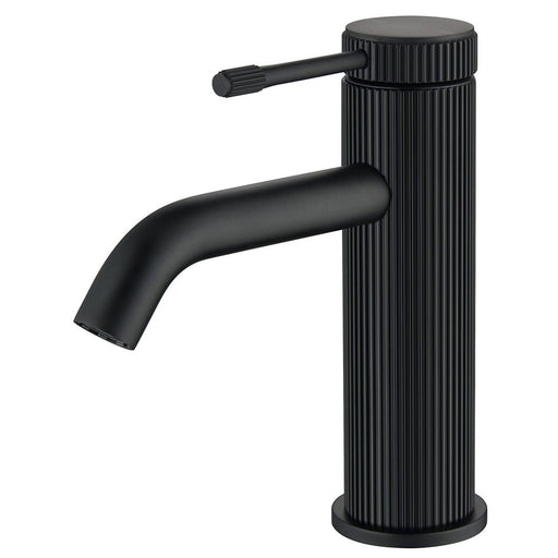Mica Fluted Matte Black Basin Mixer - Acqua Bathrooms