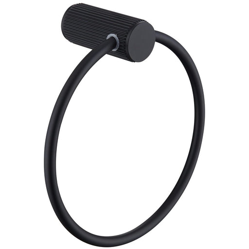 Mica Fluted Matte Black Towel Ring - Acqua Bathrooms