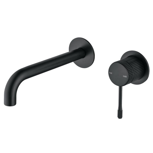 Mica Fluted Matte Black Wall-Spout Combo - Acqua Bathrooms