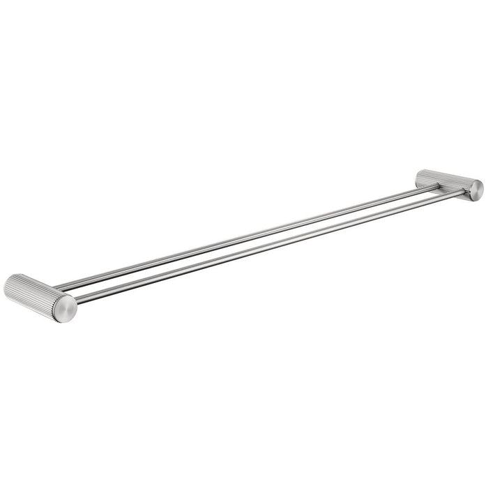 Mica Fluted Brushed Nickel Double Towel Rail - 800mm - Acqua Bathrooms
