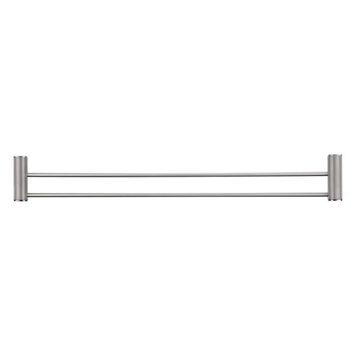 Mica Fluted Brushed Nickel Double Towel Rail - 800mm - Acqua Bathrooms