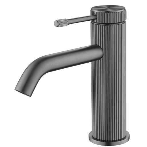 Mica Fluted Gun Metal Basin Mixer - Acqua Bathrooms