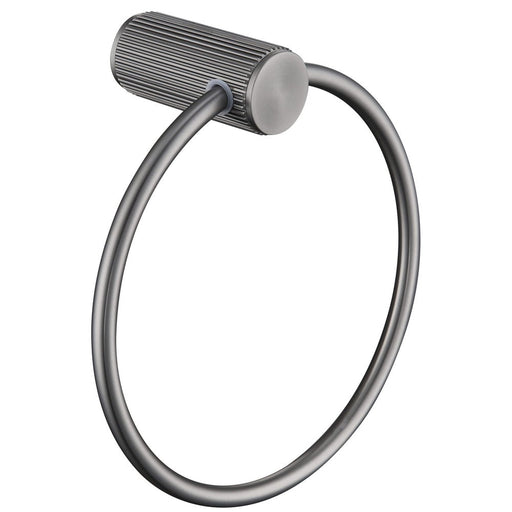 Mica Fluted Gun Metal Towel Ring - Acqua Bathrooms