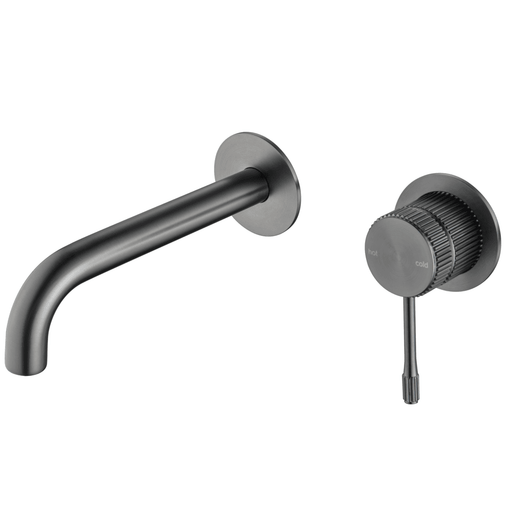 Mica Fluted Gun Metal Wall-Spout Combo - Acqua Bathrooms