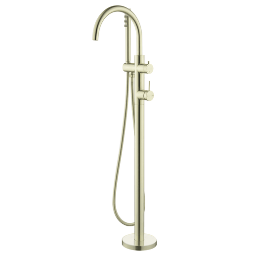 Mica French Gold Freestanding Bath Mixer with Hand Shower - Acqua Bathrooms