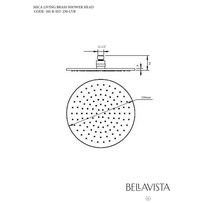 Mica LVB Living Brass Shower Head - 250mm - Acqua Bathrooms