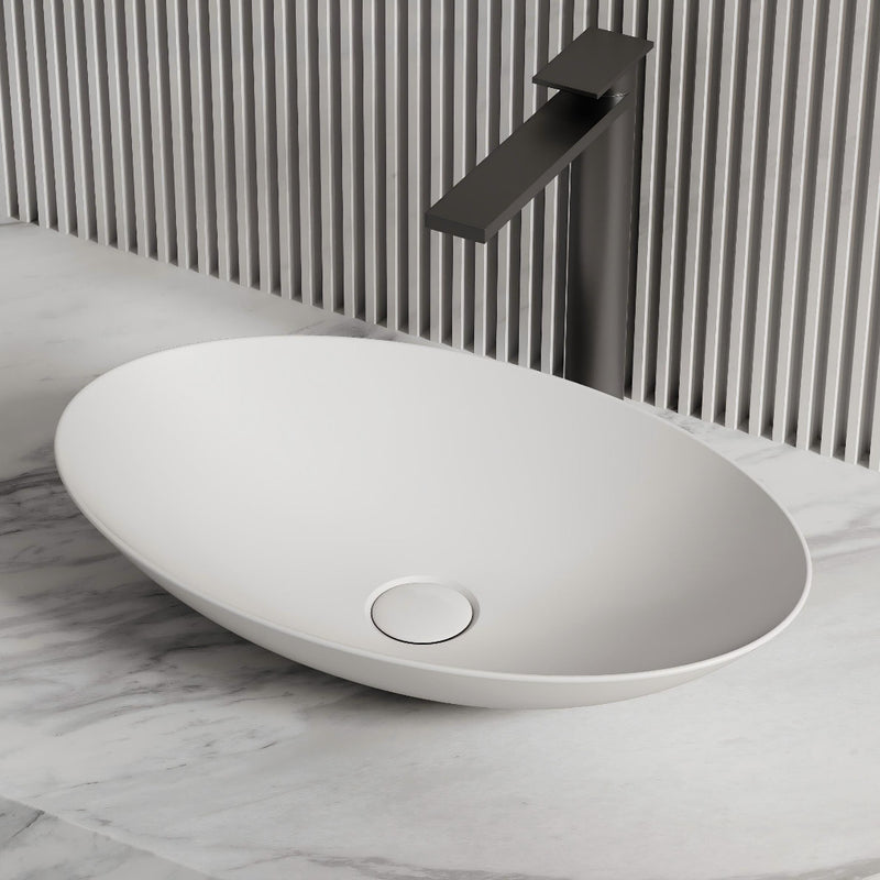 Nala 500mm Solid Surface Stone Oval Above Counter Basin