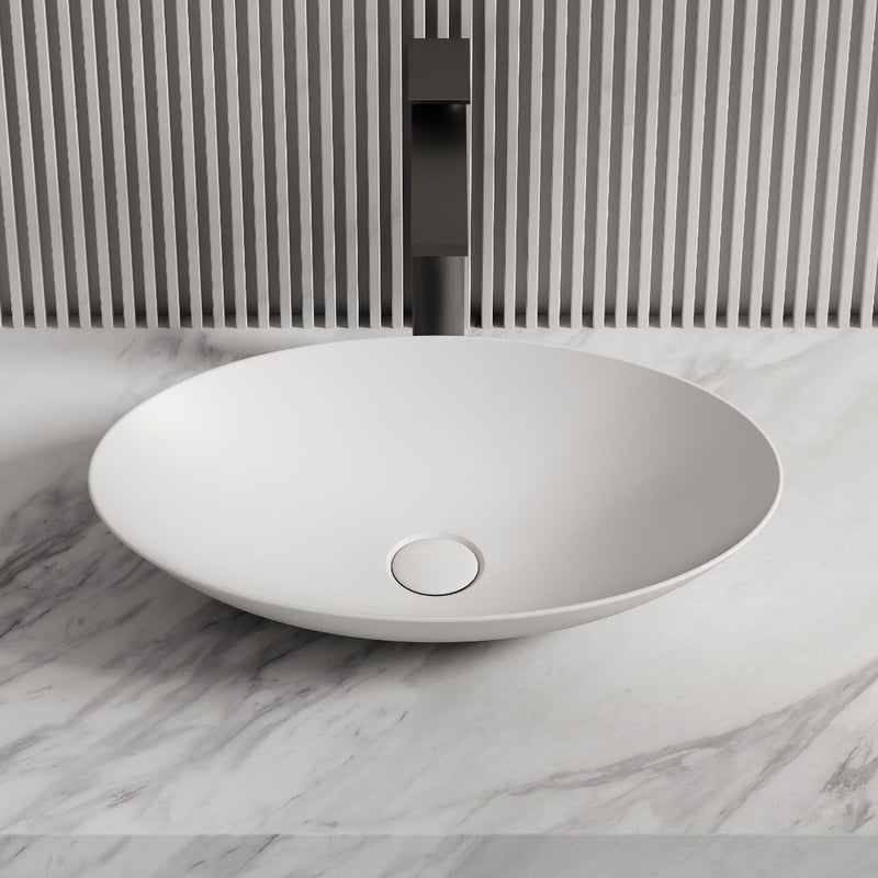 Nala 500mm Solid Surface Stone Oval Above Counter Basin