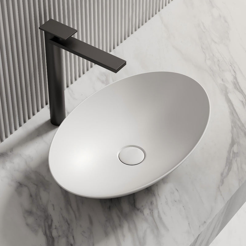 Nala 500mm Solid Surface Stone Oval Above Counter Basin