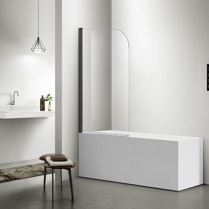 Matte Black Pivot Over Bath Shower Screen - Acqua Bathrooms