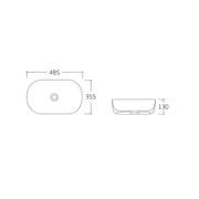 Noa 485 Matte White Oval Above Counter Basin dimensions
