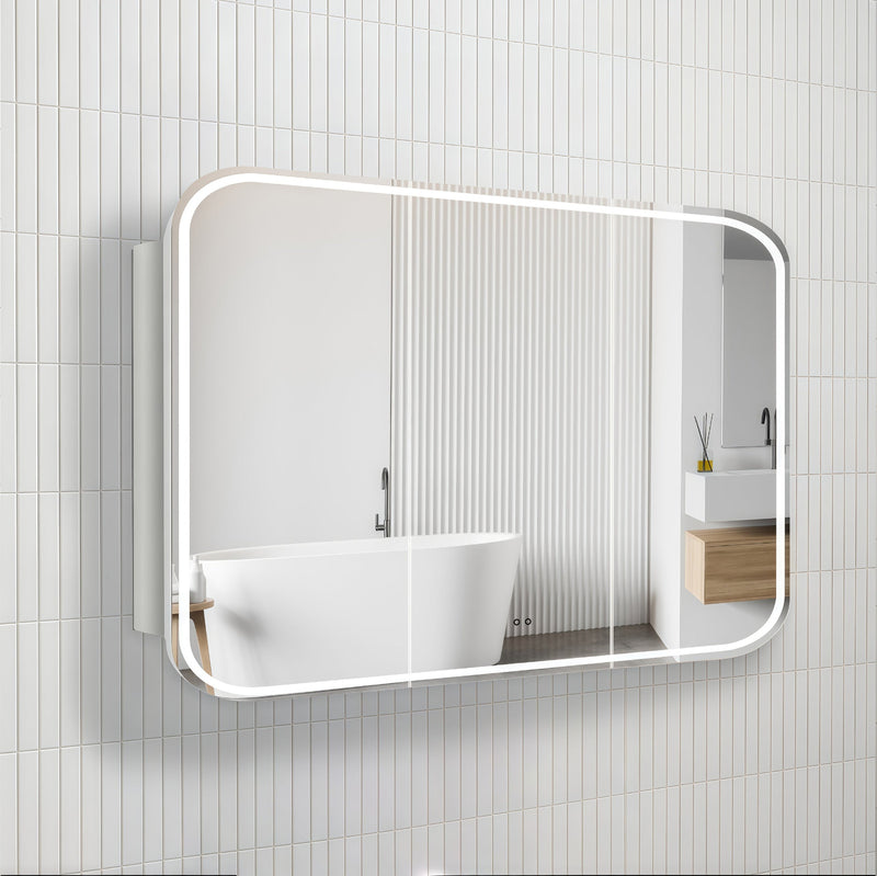 Nova Touchless LED 1200 x 750 Matte White Soft Square Shaving Cabinet