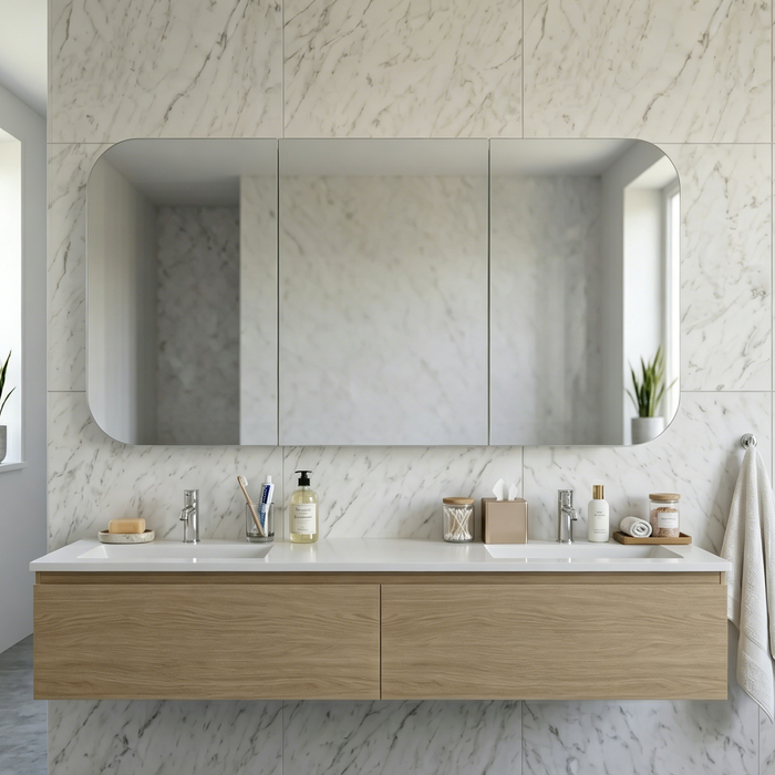 Nova 1500 x 750 Matte White Soft Square Shaving Cabinet