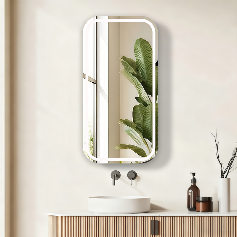 Nova Touchless LED 450 x 900 Matte White Soft Square Shaving Cabinet