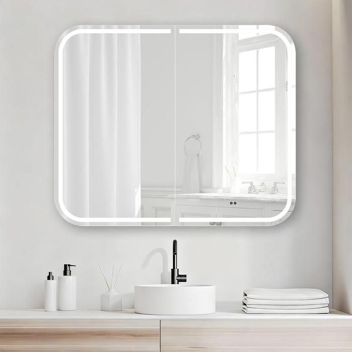 Nova Touchless LED 900 x 750 Matte White Soft Square Shaving Cabinet