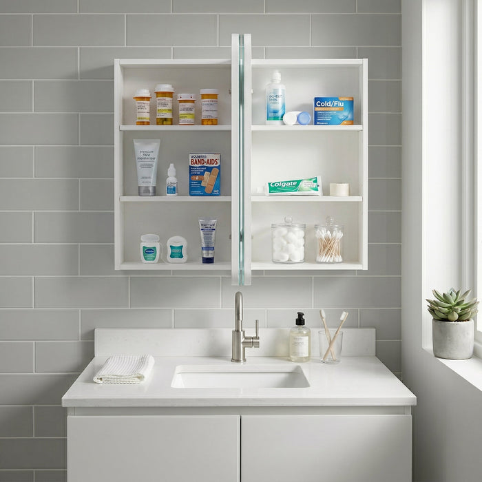 Nova 900 x 750 Matte White Soft Square Shaving Cabinet