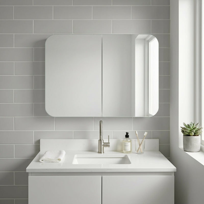 Nova 900 x 750 Matte White Soft Square Shaving Cabinet