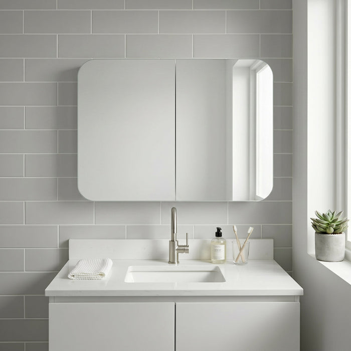 Nova 900 x 750 Matte White Soft Square Shaving Cabinet