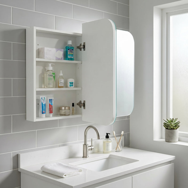Nova 900 x 750 Matte White Soft Square Shaving Cabinet