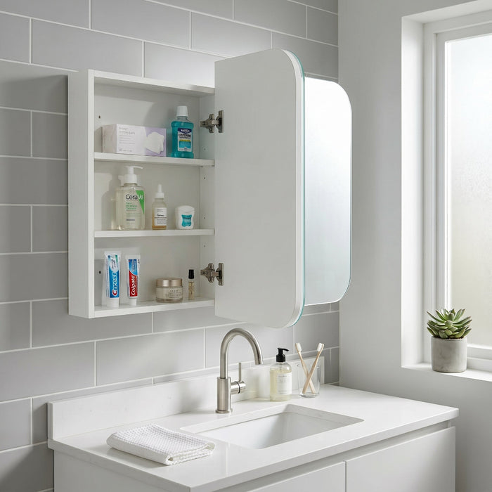 Nova 900 x 750 Matte White Soft Square Shaving Cabinet