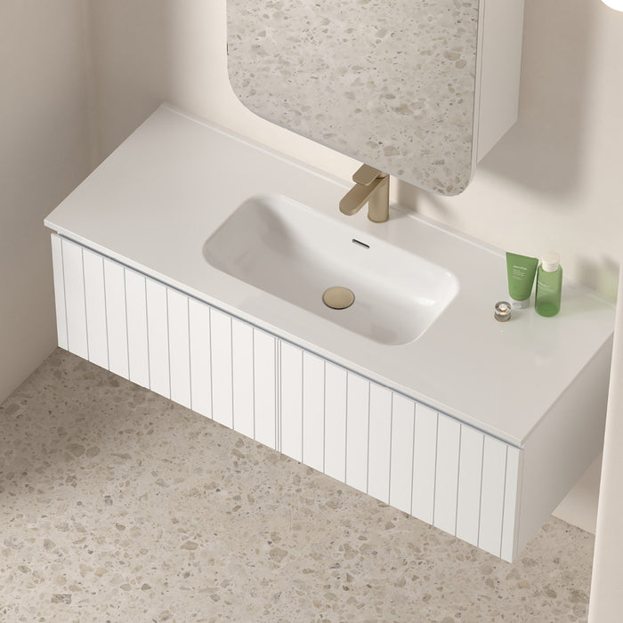 Novella 1200mm Matte White VJ Panelled Wall Hung Vanity