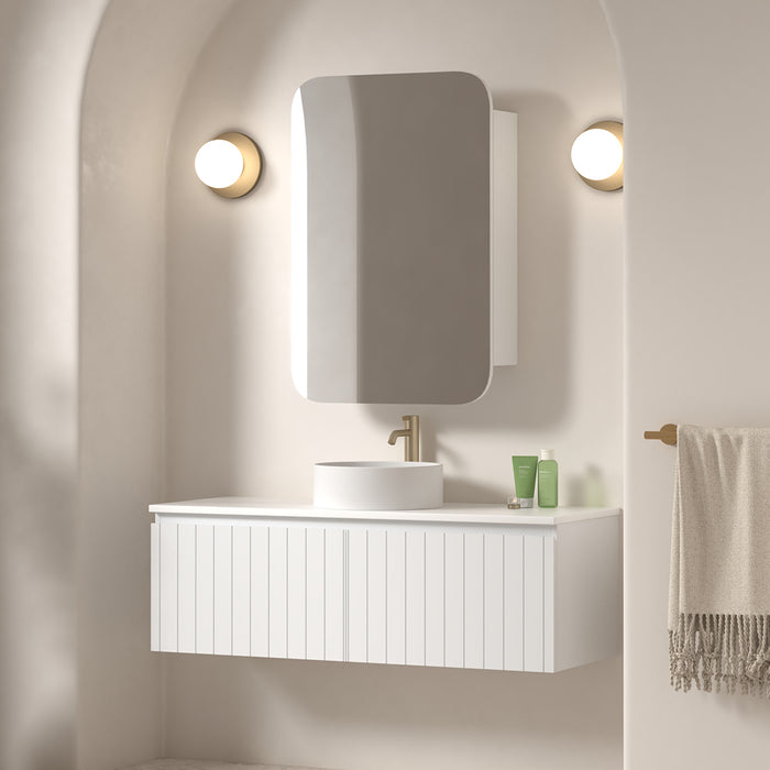 Novella 1200mm Matte White VJ Panelled Wall Hung Vanity
