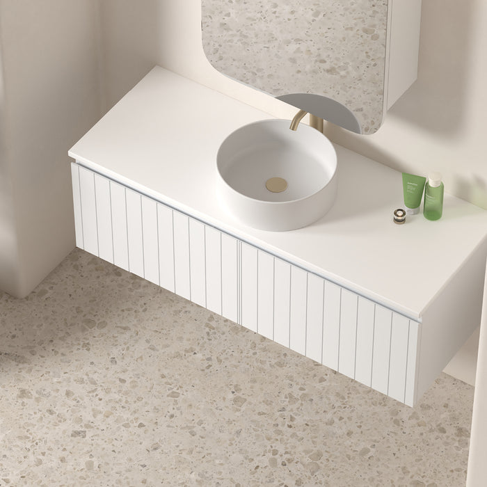 Novella 1200mm Matte White VJ Panelled Wall Hung Vanity