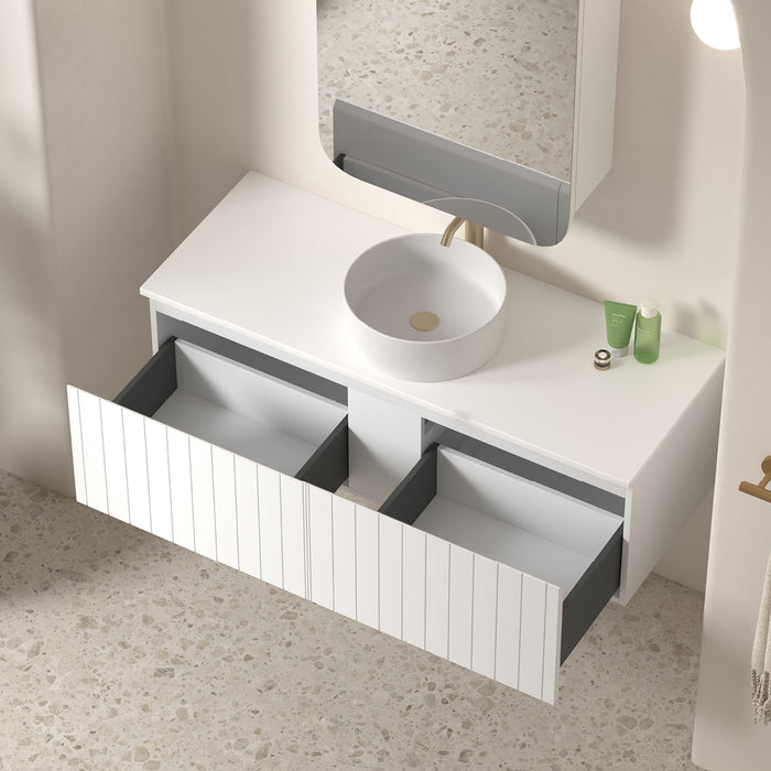 Novella 1200mm Matte White VJ Panelled Wall Hung Vanity