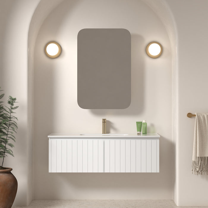 Novella 1200mm Matte White VJ Panelled Wall Hung Vanity