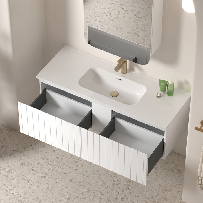 Novella 1200mm Matte White VJ Panelled Wall Hung Vanity