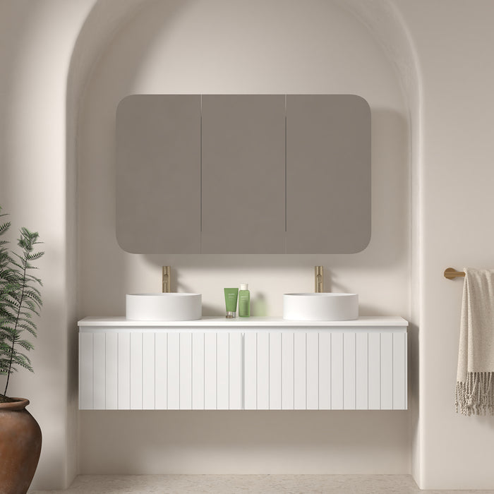 Novella 1500mm Matte White VJ Panelled Wall Hung Vanity