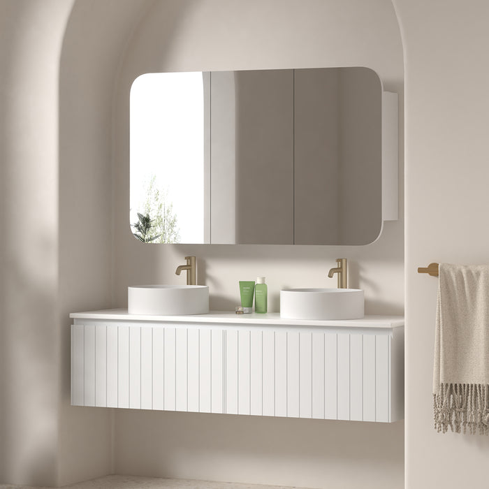 Novella 1500mm Matte White VJ Panelled Wall Hung Vanity