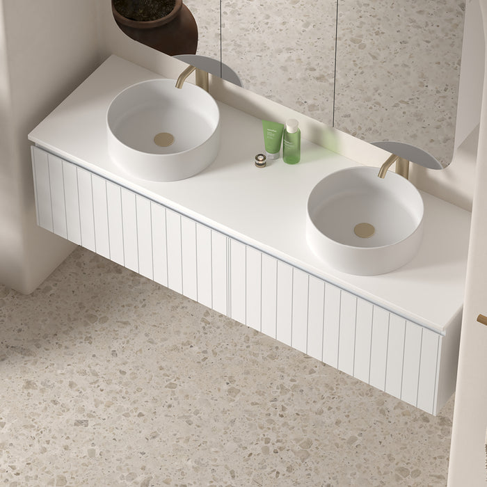 Novella 1500mm Matte White VJ Panelled Wall Hung Vanity