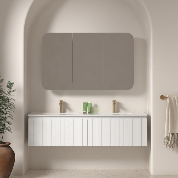 Novella 1500mm Matte White VJ Panelled Wall Hung Vanity